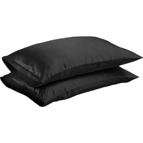 Queen/KING Silk Satin Pillow Case Bedding Pillowcase Smooth Home khaki Sky blue Pink White and Black