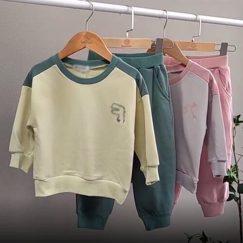 Korean Style Spring Autumn Infant Baby Girls Boys Clothes Suit Cotton Long Sleeve T-shirt+Pants Kids Fashion Clothing Set