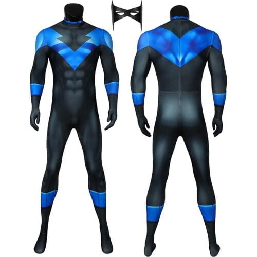 Under the Red Hood Bat Superhero Cosplay Costume Dick Grayson Jumpsuit Halloween Masquerade Cool Bodysuit