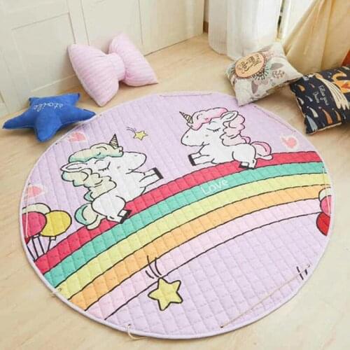 Printed Round Childrens Toys Baby Game Pad Cotton Development Door Mat Puzzle Pad Game Pad Storage Toy Bag
