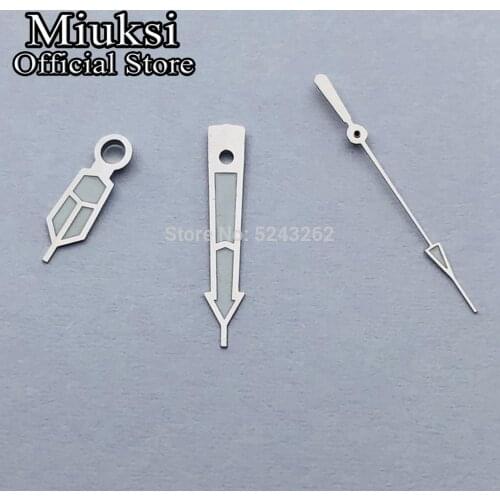 Miuksi silver watch hands green luminous hands fit ETA 2824 2836 2834 2846 movement