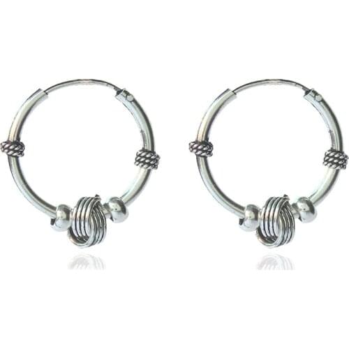 ISINYEE Fashion Heart Knot Beads Small Hoop Earrings For Women Man Men Silver Round Circle Earring Brincos Hip hop Jewelry