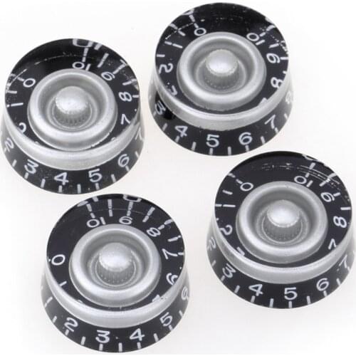 Musiclily Pro Metric Size 18 Splines Speed Control Knobs for Asia Import Guitar Bass Split Shaft Pots, Chrome (Set of 4)