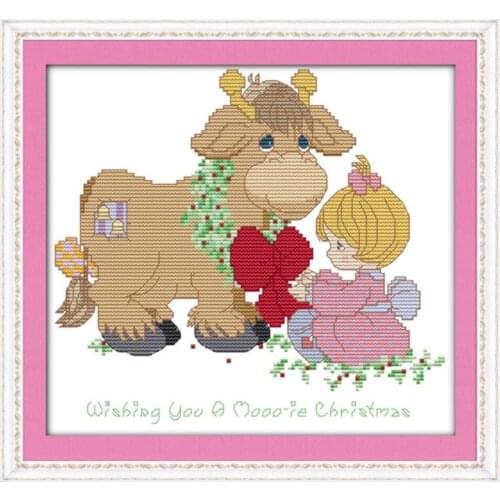 Joy Sunday Counted Cross Stitch Kits 11ct Embroidery for Beginner Christmas Cartoon Drawing Needlework 14ct Printed Cross Stitch