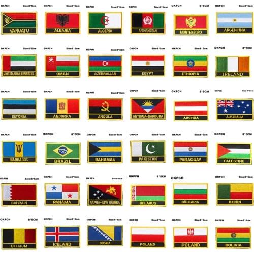 National Flag Badges Iron on Patch North Korea Poland Iceland Belgium Bulgaria Belarus Palestine Paraguay Pakistan Brazil Austri