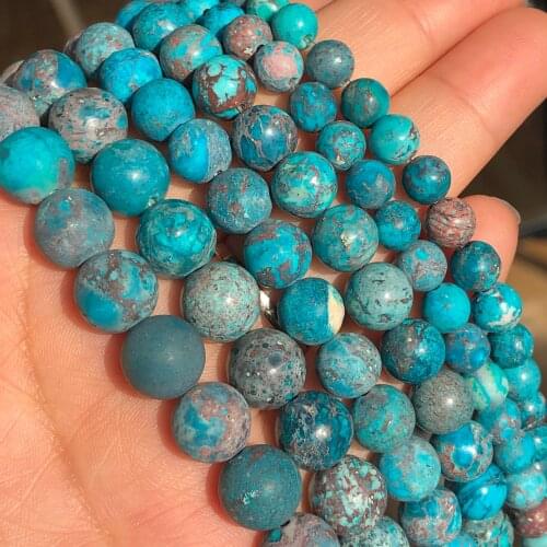 Natural Stone Lake Blue Sea Sediment Jaspers America Turquoises Loose Spacer Beads For Jewelry Making Diy Bracelet Necklace