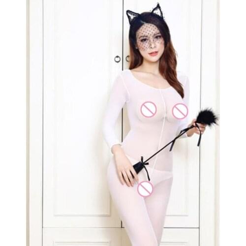 New Arrive Women Pajamas White Beige Black Solid Jumpsuit Sexy Lingerie Sleepwear Sexy Costumes Plus size Bodysuit Sexy Clothing