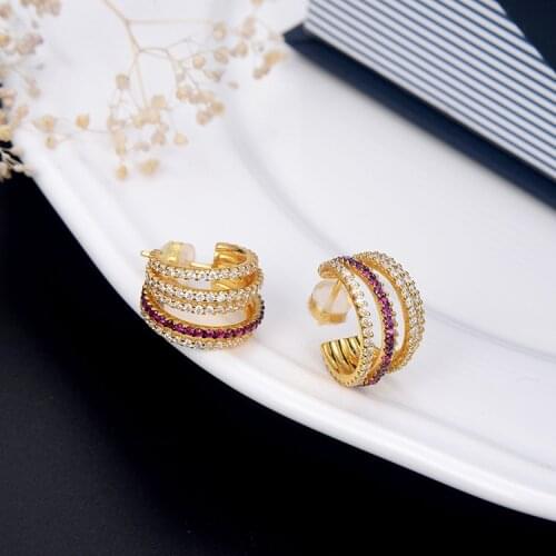 New Fashion Women Multi Circle Stud Wedding Earrings Simple Gold Color Exquisite Earrings Female Jewelry Wholesale Zk30