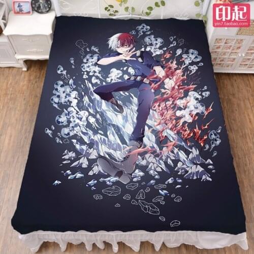 August update Anime My Hero Academia bakugo katsuki & Todoroki Shoto bed milk sheet & flannel blanket summer quilt 150x200cm