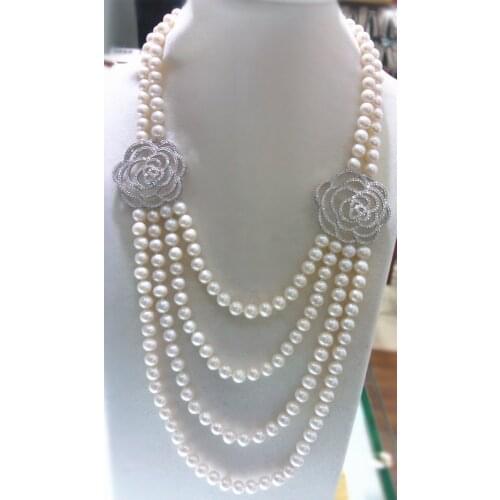Wholesale high quality nice design natural AA 9-10mm white freshwater pearl necklace