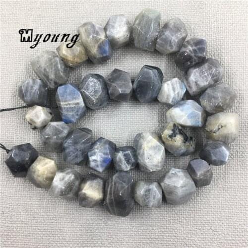 Polished Faceted Labradorite Nugget Beads,Polyhedral Spectrolite Quartz Loose Drilled Beads For Jewelry Making MY1495