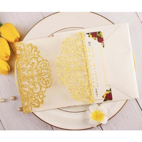 1pcs sample Hollow Lace Laser Cut Square glitter Paper wedding invitation cards for wedding engagement bridal shower birthday