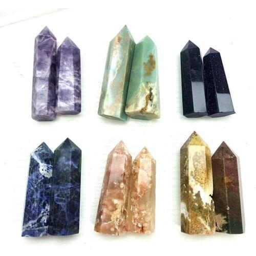 Natural polished quartz mixed material crystal wand point tower crystal healing stone Feng Shui