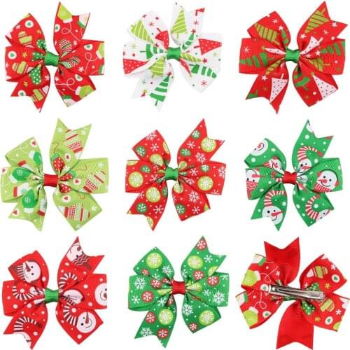 Christmas hairpin Korean childrens Christmas ornaments Halloween supplies Colorful ribbon hairpin