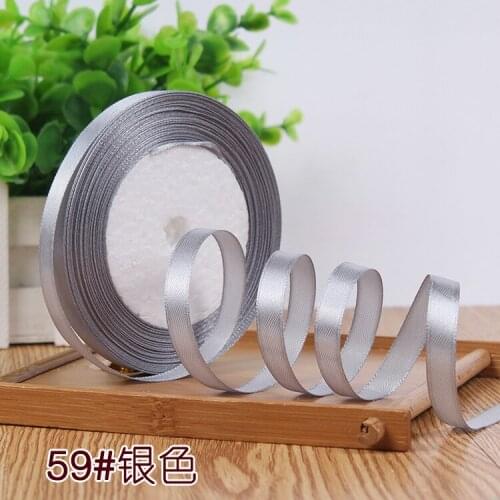 Hot 10mm 3/8" 25 Yards Silver color Silk Satin Ribbon For Wedding party cake Gift Decoration DIY Craft Wrapping Supplies Riband