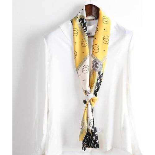Spring and Summer Silk Scarf Ladies Long Small Scarf Korean Fashion Scarf Silk Business Professional Long Scarf