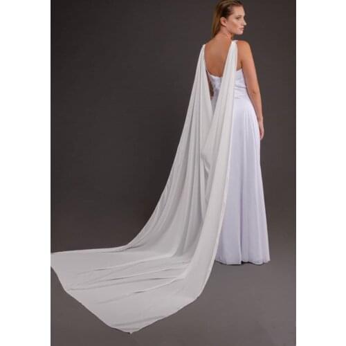 Chiffon Shawl Wedding Cloak 250cm Long in White , Ivory , Black