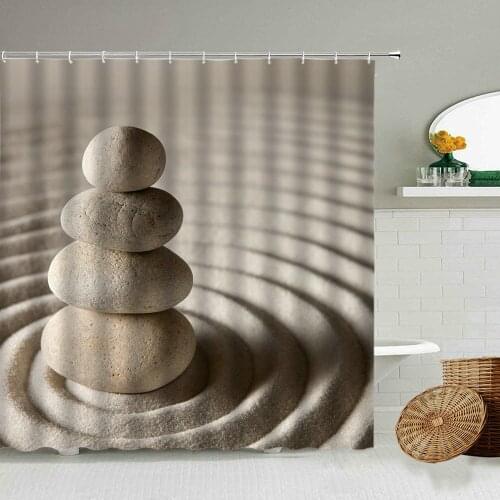Desert Stone Bathroom Shower Curtain Zen Accessories With Hook Hanging Waterproof Polyester Screen Washable Home Decoration