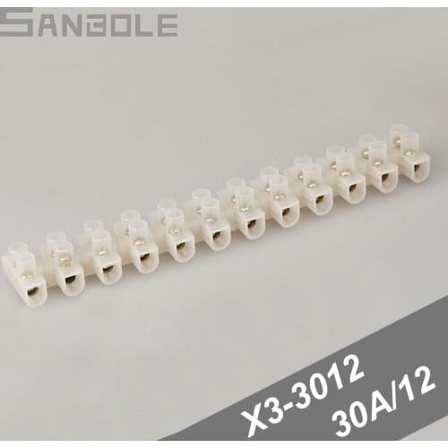 X3-3012 Connection Terminal blocks Plastic with screws 30A 12 Position Dual Row Connector Plate electrical Wiring (10PSC)