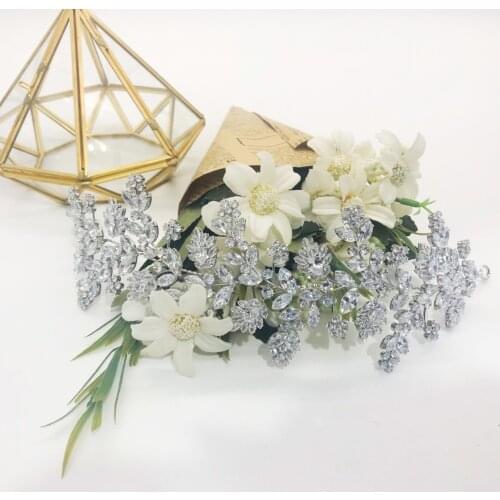 Plant Design Fashion Exquisite Flashy Handmade Inlaid High Quality Zircon Bridal Headband Crystal Tiara
