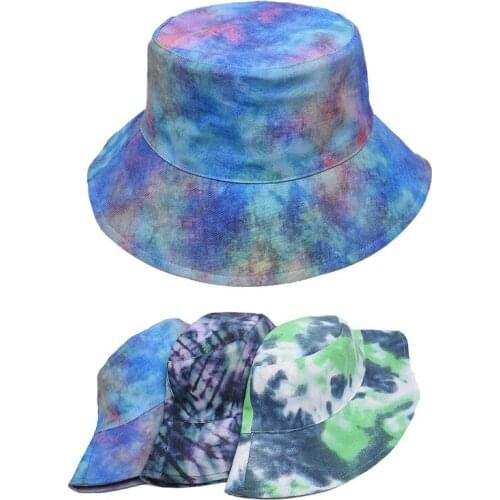 New Fashion Mixed-Color Bucket Rendering Hip-hop Caps Unisex Tie Dye Fisherman Hats Womens Summer Casual Sun Hat Mens Travel Hat