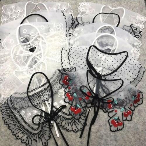 Women Lace Fake Collar For Shirt Detachable Collars Blouse Cloud Shoulder Doll Collar Mesh Embroidery Hollow False Collar