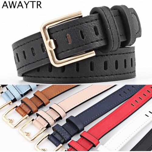 AWAYTR Womens Belts Needle-Free Hollow Belts Womens Casual Wide Trousers PU Material All-Match Trousers Waistband for Lady