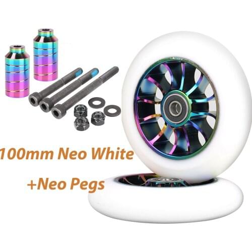 2PCS 100mm stunt Scooter Wheels ABEC-9 Bearing 88A wheels Metal Scooter Wheels replacement scooter Parts Accessories