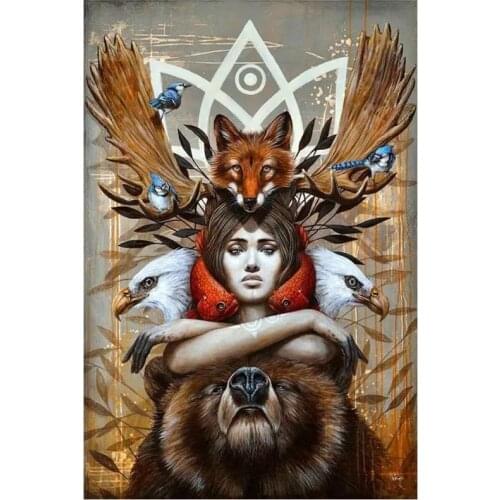 5D DIY Full Round/Square Diamond Painting Girl & Bear Cross Stitch 3D Embroidery Rhinestone Mosaic Home Decor Gift Y421