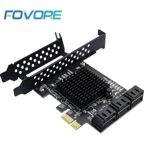 6 Port SATA III PCIe Card, PCIe SATA III Controller Card To 6GB/s Internal Adapter Converter PCI SATA 3.0 Expansion Card Riser