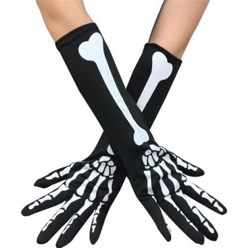 Halloween Cosplay Accessories Skull Skeleton Bone Gloves Full Fingers Gloves