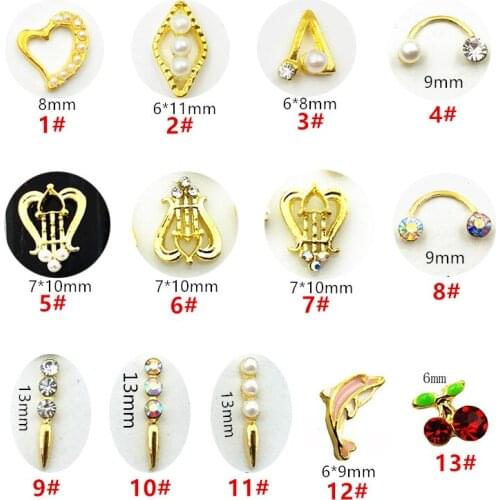 10pcs/lot Korea 3D Alloy Nail Art Accessories Glitter Rhinestone Pearl Fancy Nail Parts Charm Bride Nail Decorations Supplies