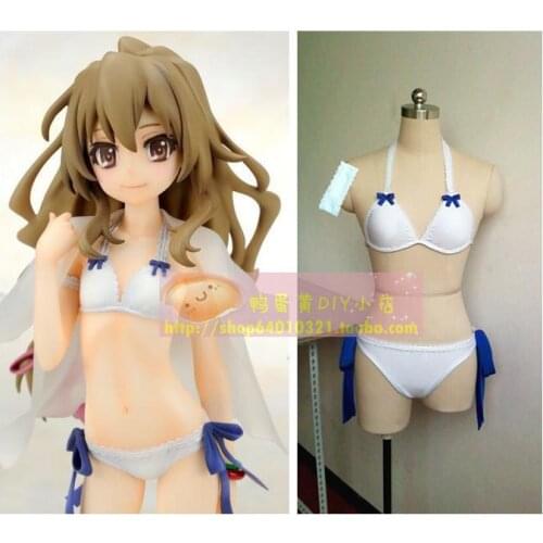 Anime Aisaka Taiga Cosplay Costume TigerX Dragon Cosplay Bikini Custom Swimsuit Cosplay Wig for Women Girls Summer