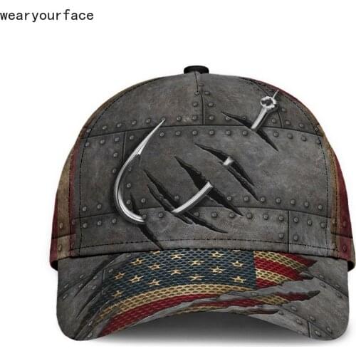 Hunting Fish Hook Animals 3D All Over Printed Snapback Hat Men Women Adult Hip Hop Headwear Outdoor Sun Visor Baseball Cap