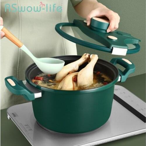 Household Non-stick Binaural Soup Pot Kitchen Soup Smoldering Pot Aluminum Pot Micro Pressure Pot For Kitchen Cookware