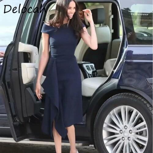 Delocah Women Summer Fashion Designer Party Midi Dress Ruffles Elegant Bodycon Solid Printed Ladies A-Line Dresses vestidos 2021