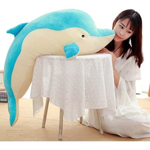 Fancytrader 120cm Giant Plush Emulational Dolphin Toy Stuffed Soft Big Animal Dolphin Pillow Doll Blue Pink Gray