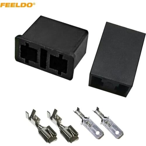 FEELDO 2Set Car Auto Motorcycle H7-11 H7-21 HID LED Bulb DIY Quick Male/Female Connector Plug with Terminals Adapter