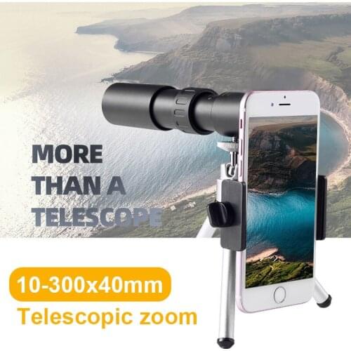 10-300x40 Pocket Camping Monocular Telescope Super Zoom Monocular Eyepiece Portable Hunting Smartphone Night Vision With a Bag