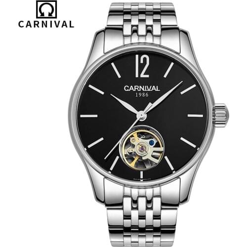 Carnival Brand Military Watch Fashion Luxury Waterproof Hollow Automatic Mechanical Wristwatches For Men Clock Relogio Masculino