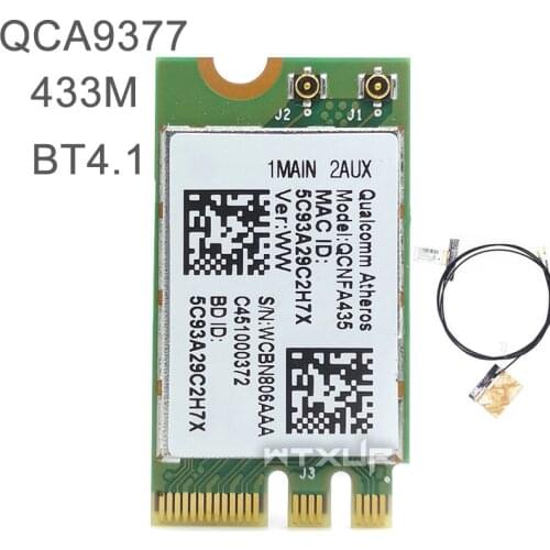 Wireless Adapter Card QCA9377 QCNFA435 802.11AC 2.4G/5G NGFF WIFI CARD BT bluetooth 4.1 with 2 antennas network card