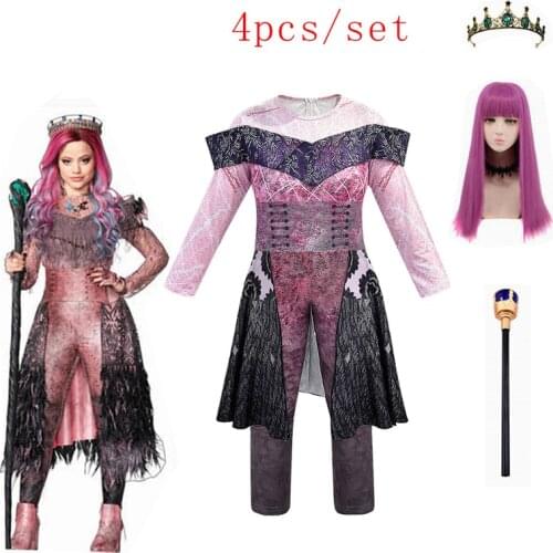 Pink Audrey Costumes girl Halloween Costumes for Kids Fancy Party women Costume evie descendants 3 Mal Cosplay Fantasia costumes