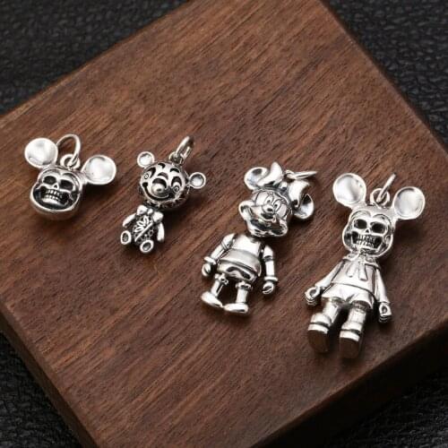 925 Sterling Silver Cute Bear Pendants for Necklace Women Vintage Unisex Jewelry for Men And Women Jewelry Best Friends Gifts