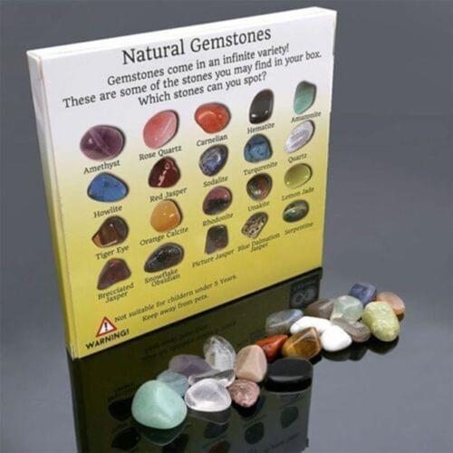 Fashion 20pcs Natural Crystal Gemstone Polished Healing Chakra Stone Display Collection