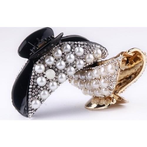 Fashion Rhinestone Hair Clips Crab Hair Claw for Girl Hairpins Barrettes Headwear Women Pearl Hair Accessories