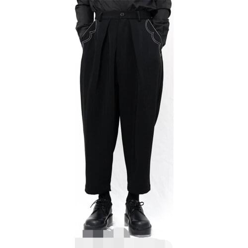 Mens new mens Yamamoto style casual pants long pants large size loose simple Harlem pants