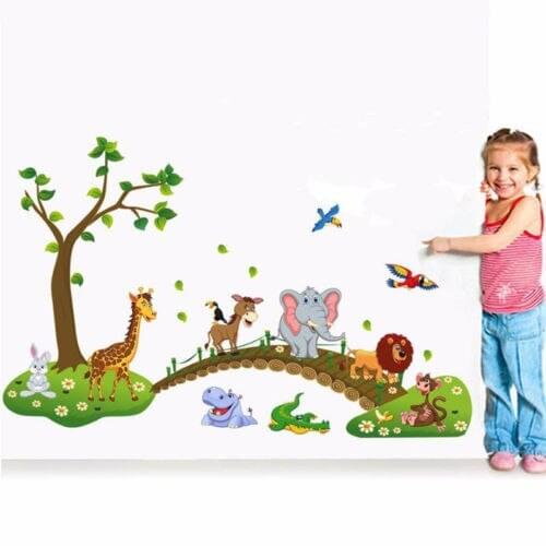 Baby Kids Bedroom Wall Sticker Cartoon Animals Removable Wall Decal Stickers Kids Baby Nursery Room Decors Vinyl Wall Stickers