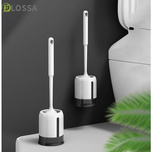 ELOSSA Wall-Mounted TPR Toilet Brush Silicone Toilet Brush Floor-Standing Holder Household Cleaning Tool Bathroom Accessories
