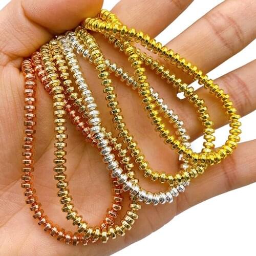 Natural Hematite Stone Rose Gold Silvers Flying Saucer Flat Round Loose Beads For Pendant Earrings Making Diy Bracelets Findings