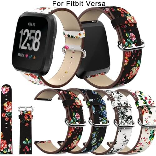 New fashion Watch Band Leather for Fitbit Versa Replacement Watch Accessories Wristbands Strap Bracelet Flower Strap Correa Relo